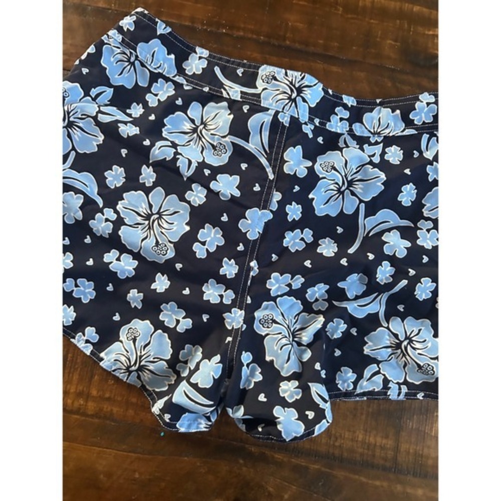 Y2K Jr-s.com Cyber Generation Womens Blue Hibiscus Floral Board Shorts Size 11 - Picture 3 of 8